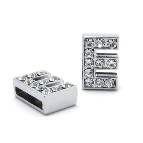 10 Rhinestone Alphabet Letters Slide Beads Charm Fit 8mm Wristbands DIY Name - Bild 14 von 35