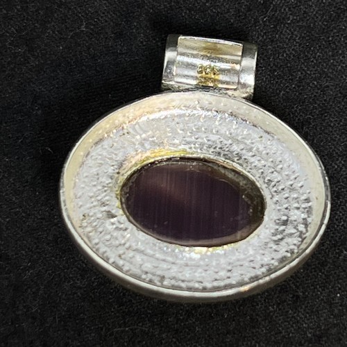 Sterling Silver And Purple Glass Pendant Signed FAS 925 (3707) - Picture 5 of 7