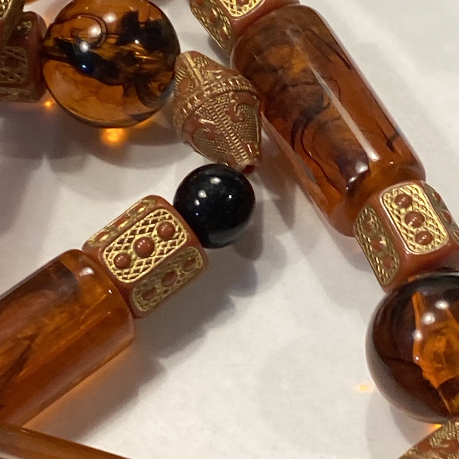 EXOTIC COMPOSITION GOLD PATTERN BEADS TORTOISESHE… - image 8