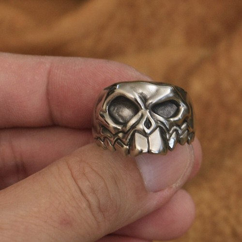 Cupronickel Front Tooth Skull Ring Biker Rock Jewellery CP107C UK Size N½~Z4 - Picture 21 of 27