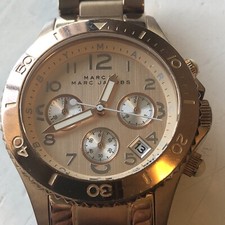 Marc Jacobs MBM3156 Gold Plated White Quartz Chronograph Unisex Pink Gold Dial