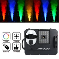 1500W Smoke Fog Machine 24LED RGB Light DMX DJ Remote Vertical Spray Fog Effect