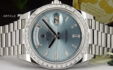 ROLEX 40mm Platinum Day Date 40 President Ice Blue Diamond 228396 TBR SANT BLANC 3