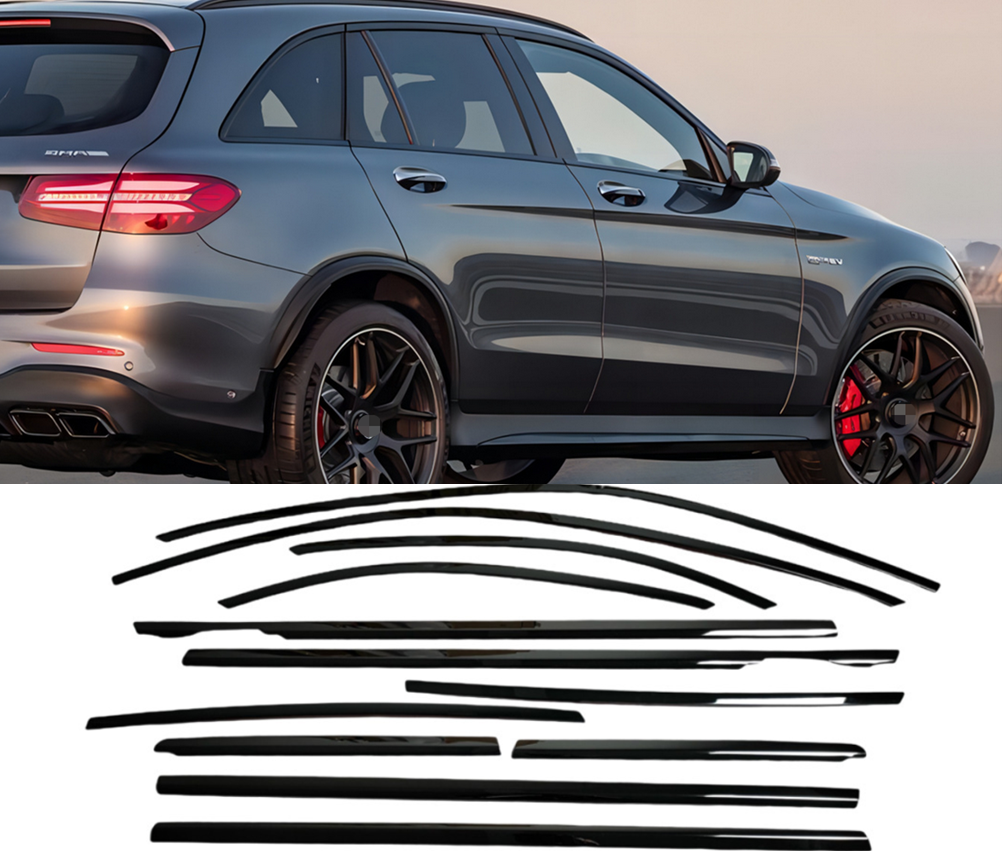 For Mercedes Benz GLC class SUV 2016-2022 steel black window trim 12PCS