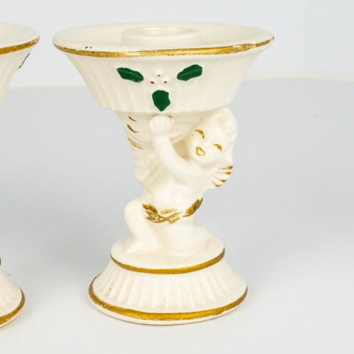 Vintage Ceramic Cherub Candle Holders Figurines Noel Japan Commodore Set of 4 - Picture 6 of 23