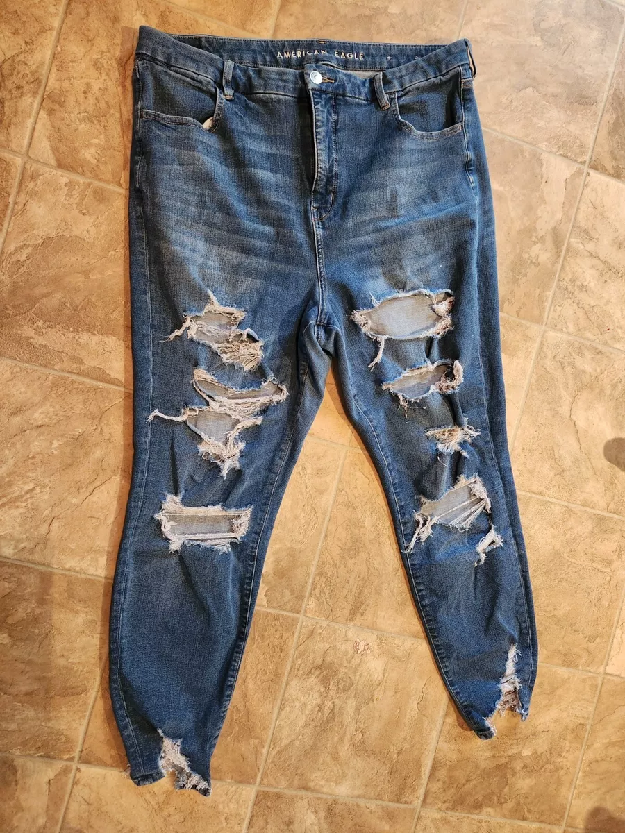 American Eagle The Dream Jean Curvy Super Hi Rise Jegging Jeans Distressed 18