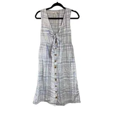 Love Whit Blue Plaid Tie Front Dress Women’s Size Small