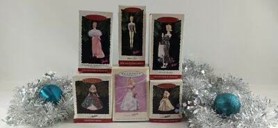 (Lot of 6) 1990s Hallmark BARBIE ORNAMENT Debut Holiday Enchanted Springtime