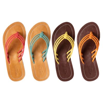LESTARIE Damen Sandalen Leder Flip Flops Zehentrenner Zehensteg Sandale Gr.36-43