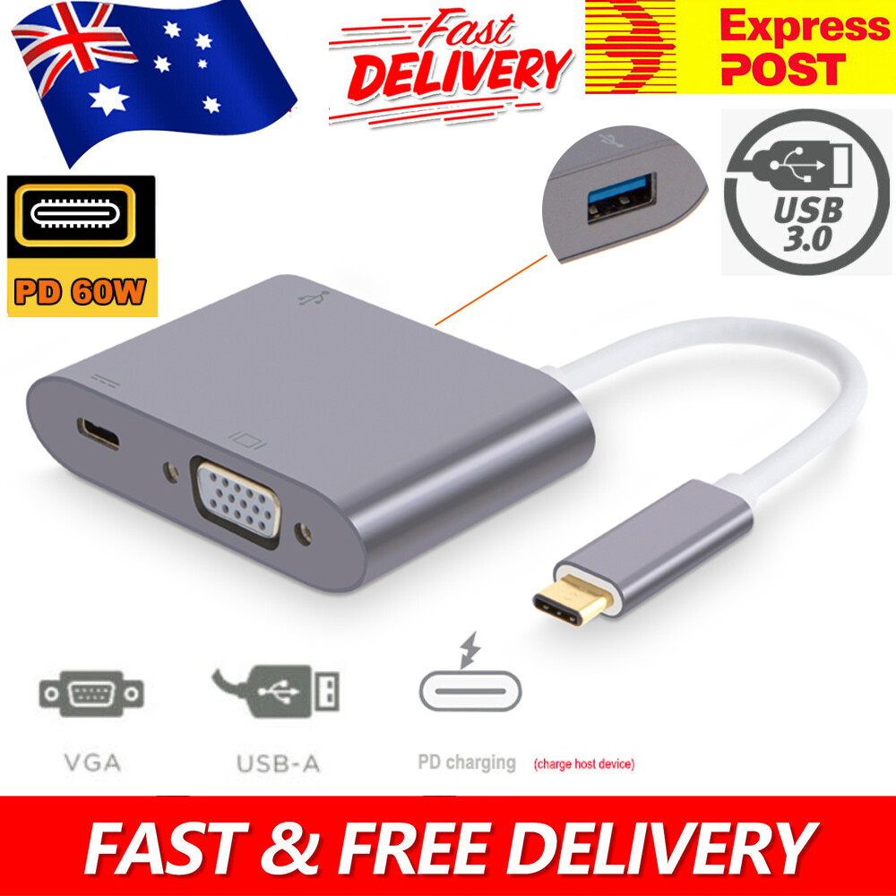 USB-C Multiport Video Adapter Thunderbolt Type C to VGA HDMI for Macbook  pro