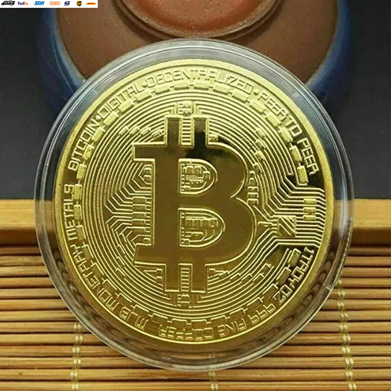 Gold Plated Bitcoin Coin Collectible Art Collection Gift Physical Commemorative-image