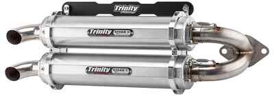 Trinity Racing Brushed Stage 5 Dual Slip-On Muffler For 2018-2022 RZR RS1