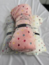 Image of Highliving Luxury Polka Dot Waffle Fleece Throw Soft Warm Faux Fur Blanket 150x2