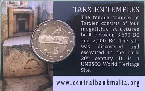 Malta 2 Euro 2021 Tarxien Temple CoinCard Karta monet Moneta okolicznościowa Znak monety MdP - Zdjęcie 1 z 3