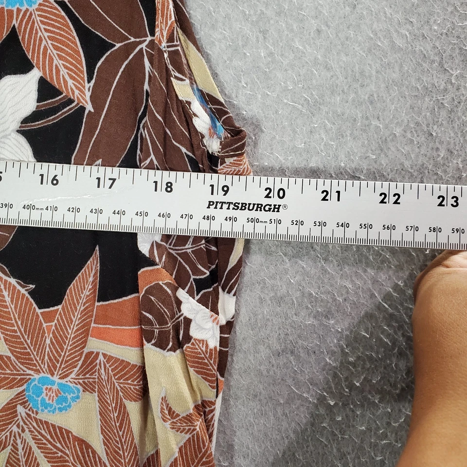 VINTAGE Hilo Hattie Women Dress Large Brown Hawaiian Maxi Tank Sleeveless - Image 2 of 4