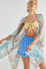 New Free People Tan Lines Woven Kimono Size OS