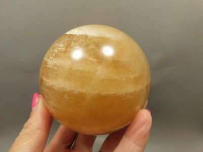 Honey Calcite Stone 3.4 inch Sphere Rock 85 mm Crystal Ball #O25