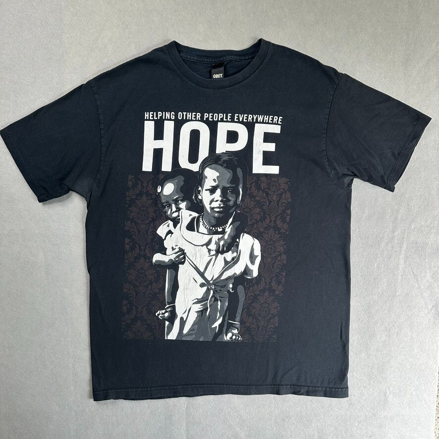 ALTRA OBEY made in USA T shirt grafica sensibilizzazione SPERANZA per Darfur taglia large