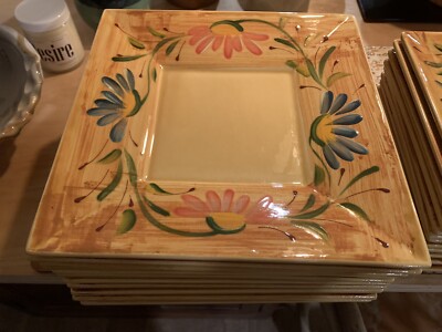 10'' sq luncheon plate,Le Maison Catherine Pottery Hand Painted French,Poet-Laval
