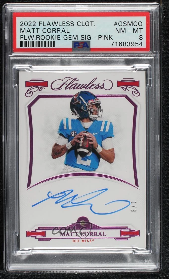Matt Corral Panini Flawless Collegiate Flawless Rookie Gem Signatures #GSMCO Pink
