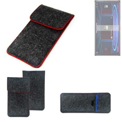Filz Hülle für Nubia RedMagic 5G dunkelgrau roter Rand Case Tasche Schutz Hül