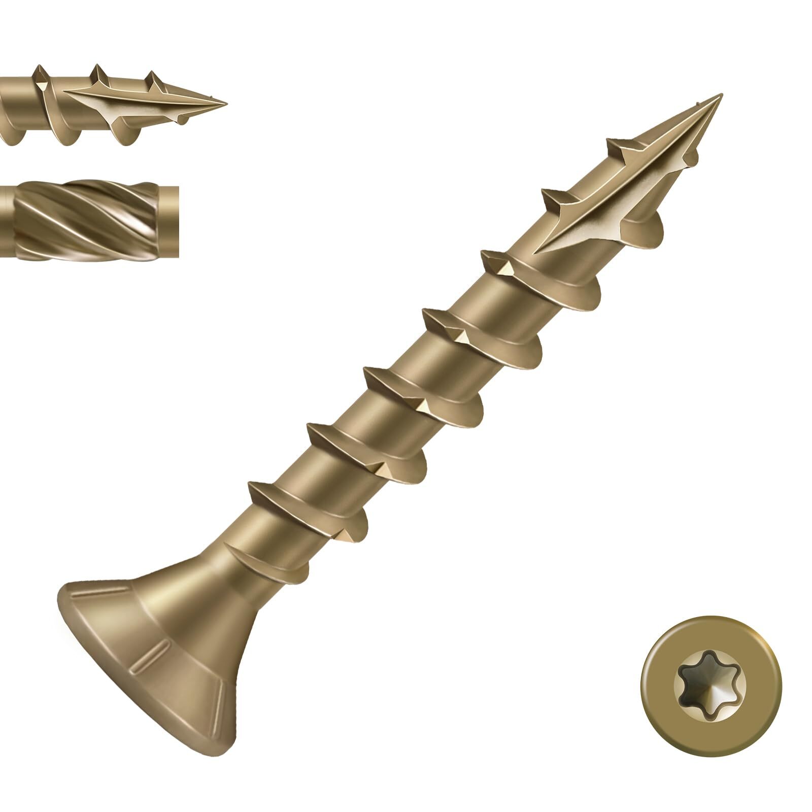 8 x 1-Inch Heavy Duty Bronze Deck Screws - Rust Resistant (198 Pack)
