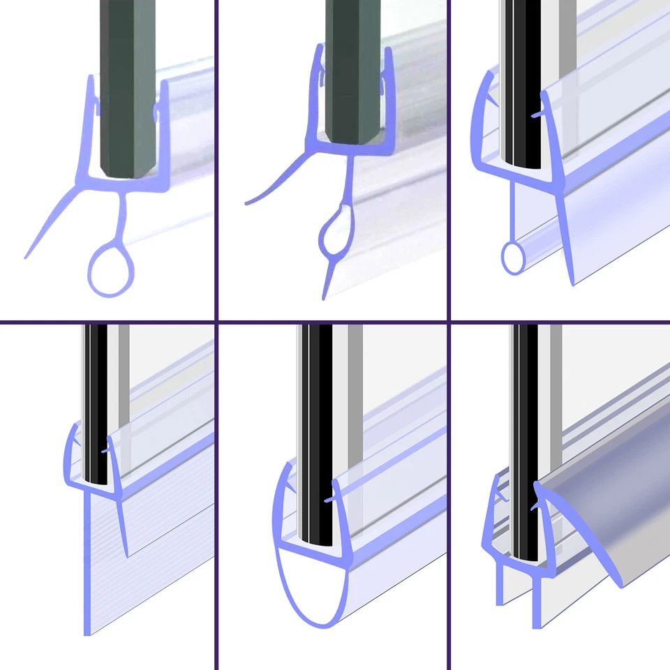 BATHROOM REPUBLIC Glass Shower Bath Screen Door Seal Rubber Strip Gap 4 - 26 mm