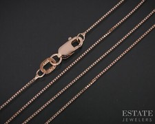 14k Rose Gold 0.5mm Baby Box Chain Link Ladies Necklace 1.4g 20"L i19062