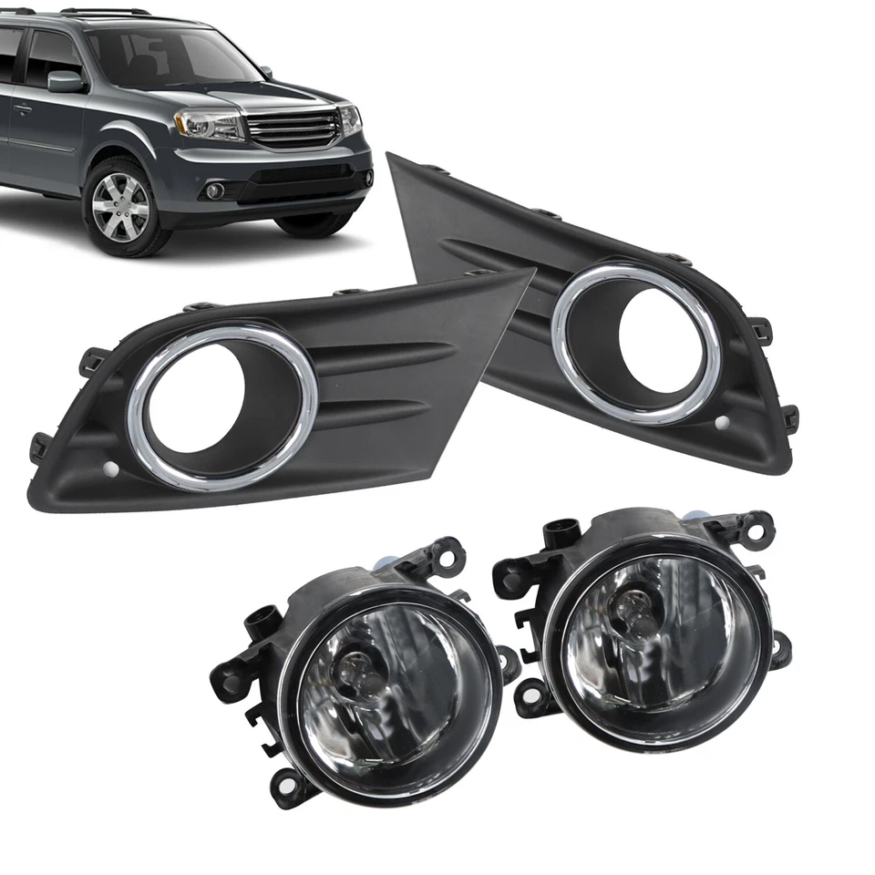 Fog Light W/Cover+Chrome Trim For Honda Pilot 2012-2013-2014-2015 Foto 4 de 4