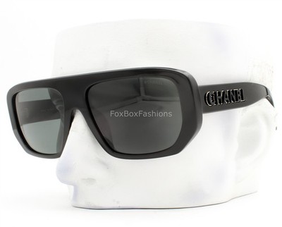 Chanel Sunglasses ch5556U 622/S4 Shiny Black Gold Outline Logo