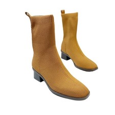 EVERLANE The High Ankle Glove Knit Square Toe Pull On Boots in Toffee Size 7