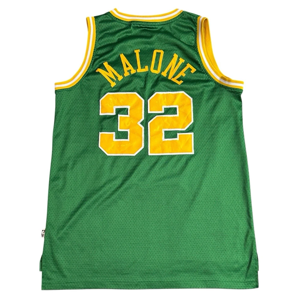 Camiseta de basquete masculina verde vintage Y2K Adidas Utah Jazz Karl Malone #32 G - Imagem 2 de 4