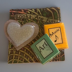 Vintage Books By Lucinda Rare Love Music & Arts Resin Brooch Pin