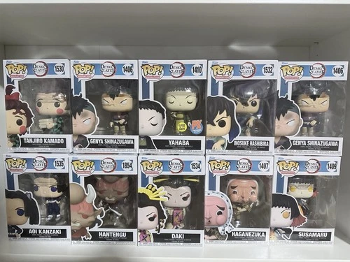 Funko Pop Demon Slayer Lot of 10 Tanjiro Genya Inosuke Daki Aoi Hantengu