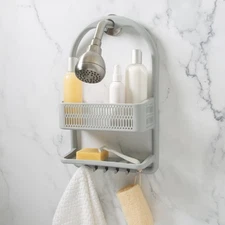 Bath Bliss Plastic Shower Caddy, Gray