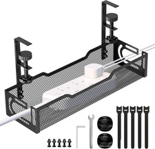 Under Desk Cable Management Tray, No Drill Mesh Desk Cable Tray, Wire Management