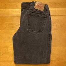 VTG Levi s 550 Relaxed Fit Tapered Leg Women s Black Size 12 Reg. L Distressed