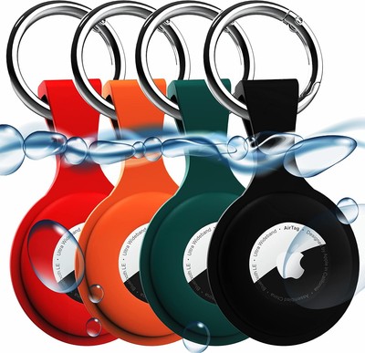 Wanchel 4er AirTag Halter mit Ring   Schutz für Gepäck, Haustier, Schlüssel