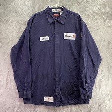Bulwark FR Flame Resistant Work Shirt Mens XL Long Navy Long Sleeve Cotton FRC