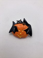 Halloween Pumpkin And Bat Brooch Pin