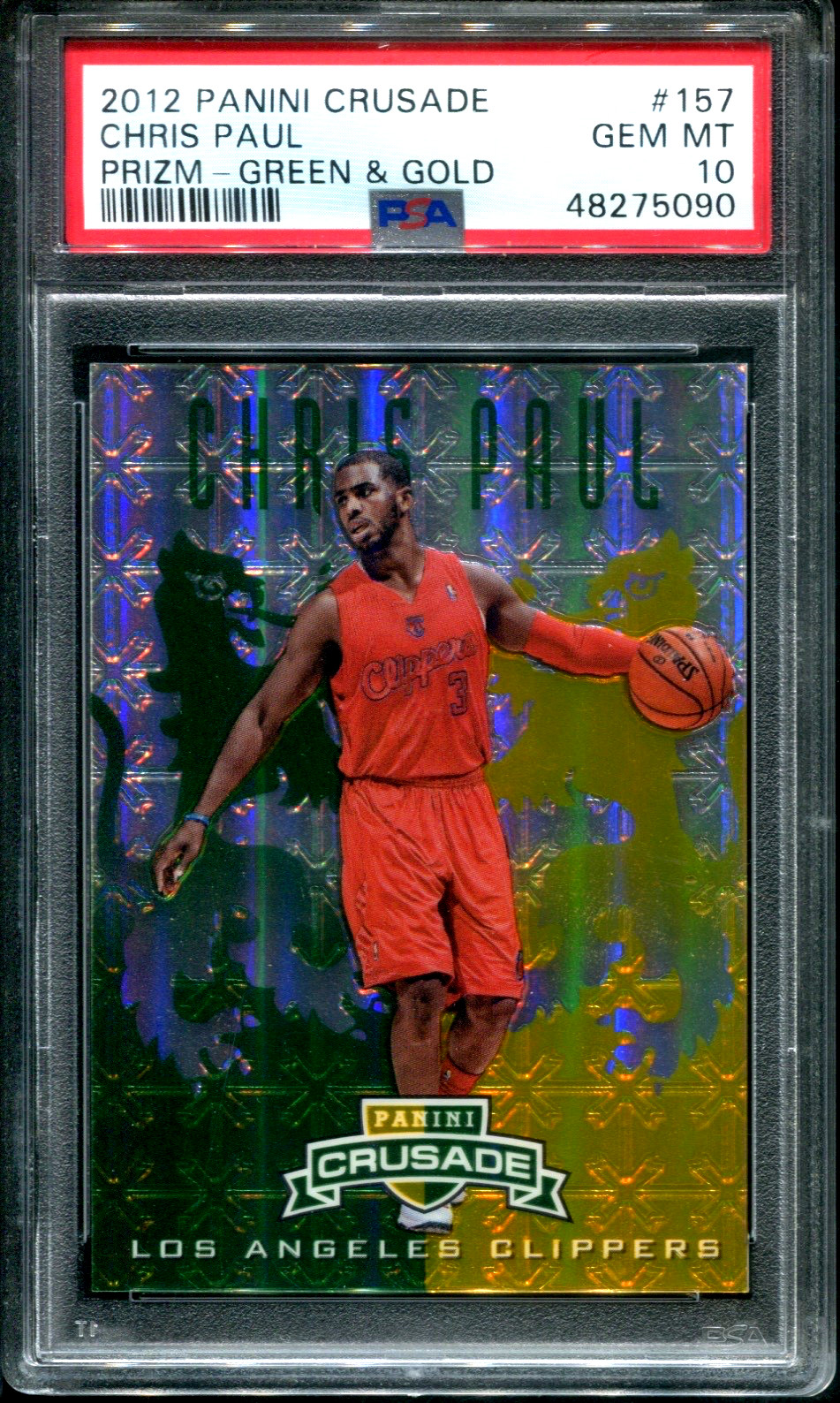 2012 Panini Crusade #157 CHRIS PAUL /25 Prizm-Green & Gold POP 4 PSA 10 GEM MINT