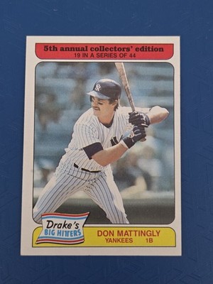 1985 Topps Drake's Big Hitters #19 Don Mattingly NY Yankees BASEBALL Card 8G