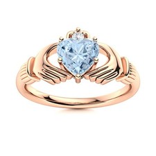 Sterling Silver Aquamarine Gemstone Promise Solitaire March Ring Jewelry