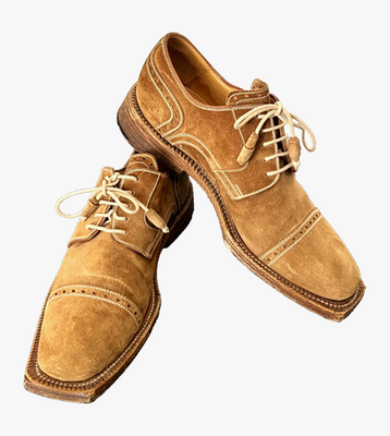 Stefano Branchini Calzoleria Men's 8 Brown Suede Leather Cap Toe