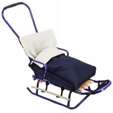 Schlitten Metall mit Rückenlehne, Schieber, Fusstütze, Schlafsack