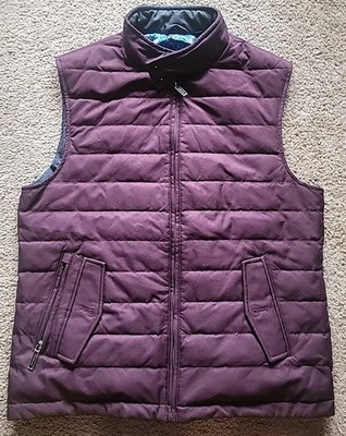 TED BAKER London Burgundy Dylan Trim Fit Quilted Down Sleeveless Vest 4 = Large