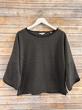 Max Studio London Top Women’s Size XS Black Double Knit Geometric Print NWOT