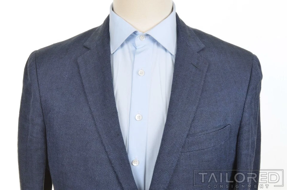 RALPH LAUREN BLACK LABEL синий твид льняной мужской блейзер Sport пальто куртка - 42 S - Изображение 3 из 4