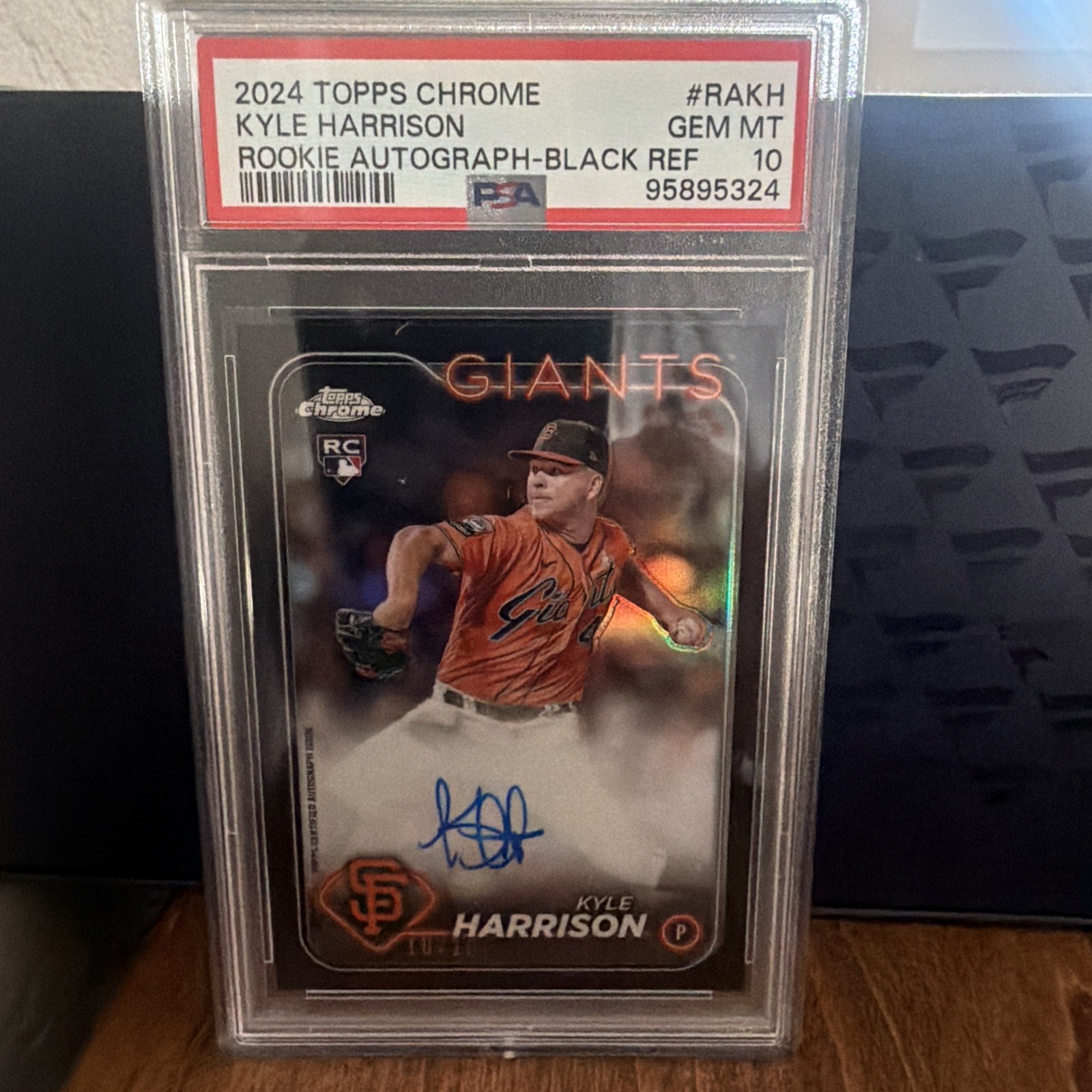 2024 Topps Chrome KYLE HARRISON Rookie RC Auto Black Ref 10/10 PSA 10 GEM GIANTS