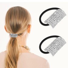 Molain 2Pcs Sparkly Rhinestone Hair Ties Ponytail Holder